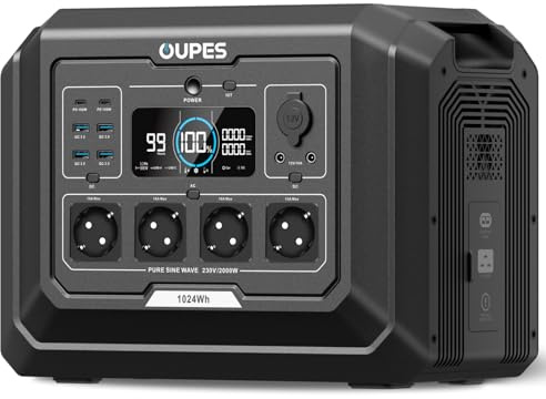 OUPES Mega 1 Tragbare Powerstation, 2000W 1024Wh LiFePO4 Solargenerator