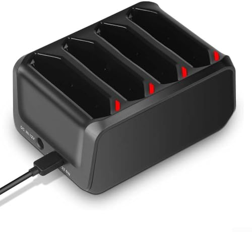 4-Slot Battery Charging Station for Zebra TC70 TC72 TC75 TC77, Fast Charger with 4A USB-C/DC Input, LED Display and Protection Function for Symbol Scanner