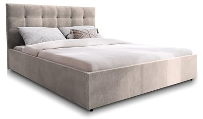 Masseno Polsterbett APE 120x200 cm, Doppelbett, Bettkasten, Stauraum, Lattenrost Und Kopfteil - Beige, Cosmic 10