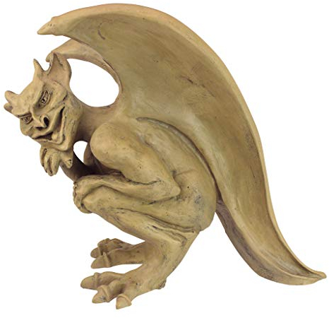Design Toscano Legende von Cambridge hüpfender Wasserspeier Gothic-Dekostatue, Polyresin, gotischer stein, 32 cm