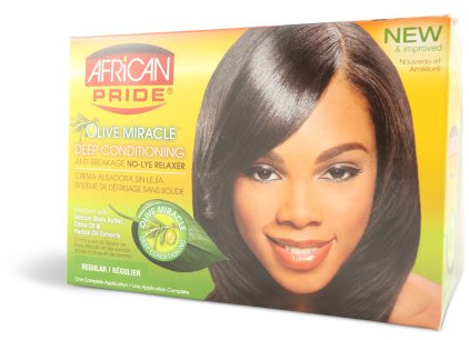 African Pride No Lye Relaxer Kit, Regular, Cream/Lotion, Unscented, No Lye, Curly, Coily, Damaged