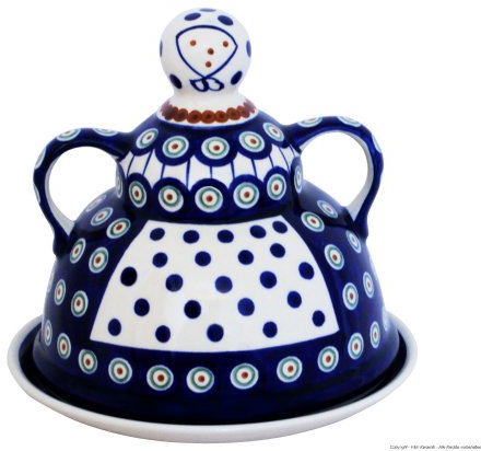 Original Bunzlauer Käsefrau/Käseglocke Ø 17.4 cm im Dekor 8