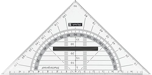 Brunnen 104975990 Geometrie-Dreieck Colour Code (für Schule und Büro, 16 cm, bruchsicher, ergonomischer Griff) schwarz / onyx
