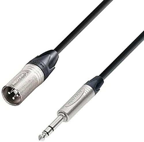 Adam Hall Cables 5 STAR BMV 1000 - Mikrofonkabel, Neutrik 3-Pol XLR male auf 6,3mm Klinkenstecker stereo, schwarz, 10m