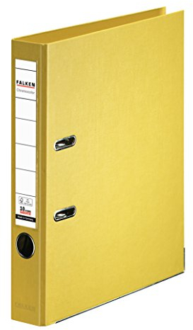 Original Falken Chromocolor Premium-Ordner. Made in Germany. Kunststoffbezug außen und innen 5 cm breit DIN A4 gelb Ringordner Aktenordner Briefordner Büroordner Plastikordner Schlitzordner