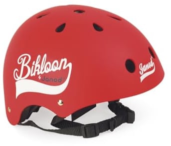 Janod - Bikloon - Red Helmet for Bike and Balance-Bike for Children - Size S Adjustable 47-54 cm - 11 Ventilation Holes - For children from the Age of 3, J03270