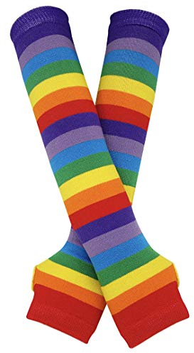Punk Gothic Rock Lange Armwärmer Fingerlose Handschuhe, regenbogenfarben, One size