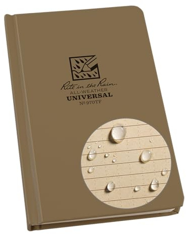 Rite in The Rain Weatherproof Hard Cover Notebook, 4.75 x 7.5, Tan Cover, Universal Pattern (No. 970TF)