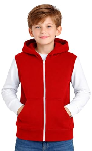 A2Z 4 Kids Boys Hooded Sleeveless Zip Gilet Casual Bodywarmer Vest | Lightweight Soft Padded Full Zip Everyday Outerwear With Pockets