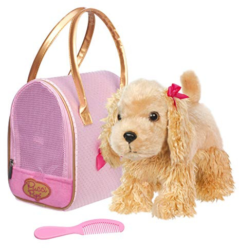 Pucci Pals Plüschwelpe Cocker Spaniel mit goldgepunkteter Tasche | 3-teiliges Set mit Plüschwelpe, Tragetasche und Kamm zum Kuscheln, Pflegen, Tragen und Rollenspiel, 2+ Jahre