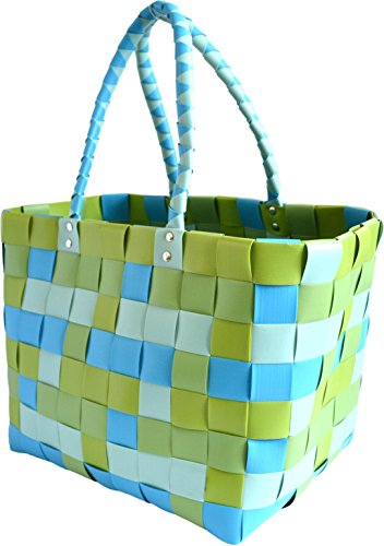 Gear Up Große wasserabweisende Einkaufstasche - Henkeltasche - Tragetasche - Tragekorb - geflochtener bunter Strandkorb Farbe Classic/Spring