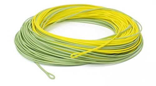 Schwimmende Fliegenschnur, 30,5 m, WF-5F/6F/7F/8F, zweifarbig, mit 2 verschweißten Schlaufen, Moss Green&Yellow, 5