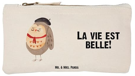 Mr. & Mrs. Panda Schminktasche Eule Frankreich Größe S Klein - Geschenk, Spruch schön, Genießer, Eule Deko, Schminketui, hibou, Stiftemäppchen,