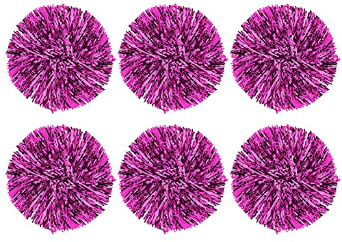 VGEBY1 6 Piezas Poms de porristas, Pom Pom animador metálico con de bastón, Plastic Pom, Pom para Equipo Deportivo Spirit Cheering, 7 Colores(Rosa roja)