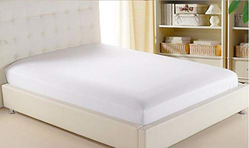 LOOMS & LEAVES 100% Egyptian Cotton T-200 Thread Count Bed sheet Fitted Sheet 4 Size (WHITE, SINGLE)