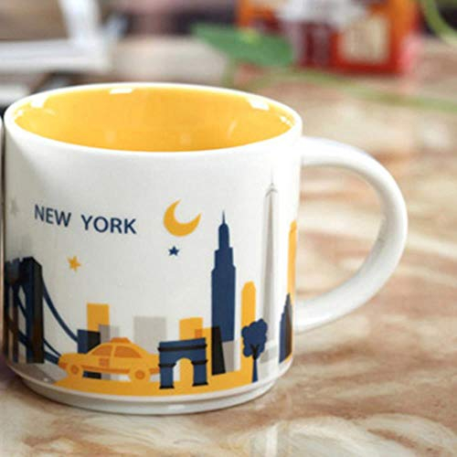 1 Tasse de Tasse de Ville City Pone City Bone Global Collection en céramique New York Los Angeles San Francisco Dallas Toronto City Mug, J