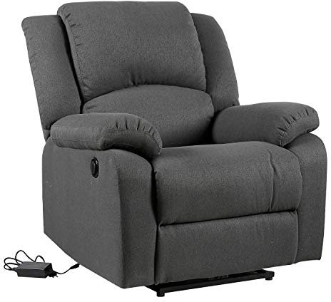 Happy Garden Fauteuil électrique inclinable Cloud Gris Anthracite. Fauteuil de Salon Relax en Tissu Gris Anthracite avec Inclinaison électrique et Repose-Pieds.