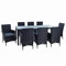 ESTEXO Polyrattan Sitzgruppe Gartenmöbel Set 8 Personen Rattanmöbel Gartenset Rattan Essgruppe Garten-Stühle Garten-Tisch Hocker Sessel mit Kissen (Schwarz)