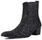 OSSTONE Stivaletto da Uomo Chukka in Leather Glitter Stivaletti firmati Scarpe Casual Tacco Chelsea Stivali con Cerniera OS-JY022-IT Nero Glitter 10