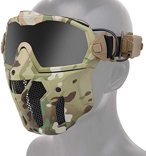 Máscara táctica de Airsoft Paintball con Sistema de Ventilador antivaho, máscara Desmontable, Gafas Protectoras antivaho Desmontables, protección Integral, Juego de Lucha CS Transpirable