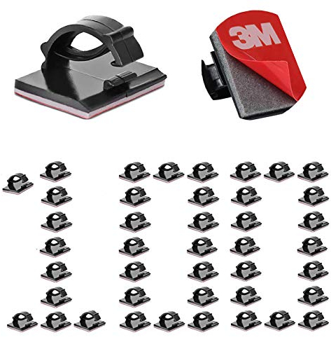 100Pcs Kabelhalter Selbstklebend Dauerhaft mit 3M Outdoor & Indoor, Kabelclips für Kabel Organizer, Kabelführung Kabelklemmen am Schreibtisch für Lichterkette Befestigung/Büro/Haus/Ladegerät【Schwarz】