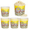 Relaxdays Set de 24 Boles Palomitas, Cubo, Caja, Bolsa, Recipiente, Estilo Vintage, Plástico, 2,8 L, 17,5x18 cm, Amarillo