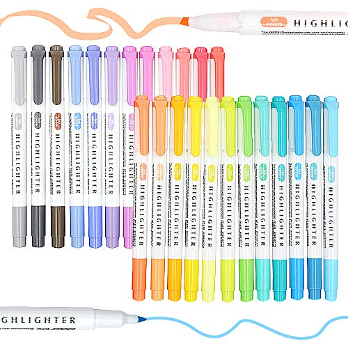 EooUooIP Pastell-Textmarker, 25 Stück, Doppelspitze, schnell trocknend, Pastell-Textmarker-Set Bibelstift, weiche Keilspitze, Marker für Highlight-Tagebuch, Schreibwaren