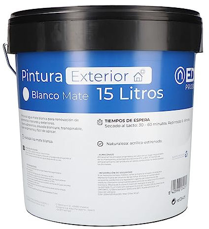 PINTURA PLASTICA MATE INTERIOR/EXTERIOR BLANCA 15L EDM