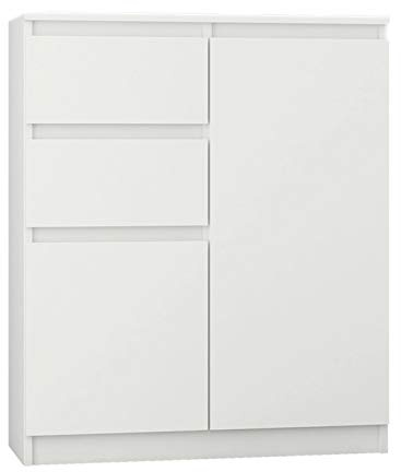 Framire Highboard Weiß 80x40x98 cm – kompakte Kommode mit Schränken & Schubladen, Sideboard für Wohnzimmer, Esszimmer & Schlafzimmer, Modern S-2