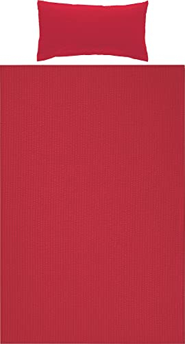 Erwin Müller Bettwäsche-Set Seersucker Uni Serie Rosenheim, Bettbezug, Kissenbezug rot Größe 40x80 cm / 135x200 cm - pflegeleicht, bügelfrei, mit Reißverschluss