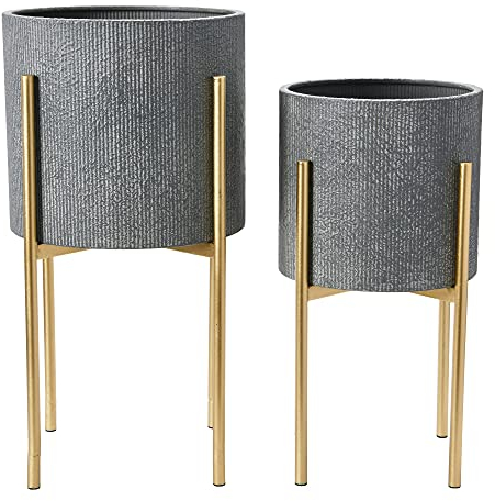 Main + Mesa Fioriera, Metallo, Grigio/Oro