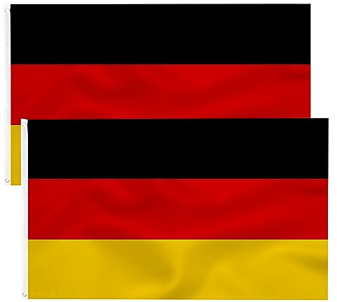 2pack Germany Flag Deutschland Fahne 90 x 150 cm- Deutsche Flagge Bandera alemana Polyester leuchtenden Farben mit Messing-Ösen
