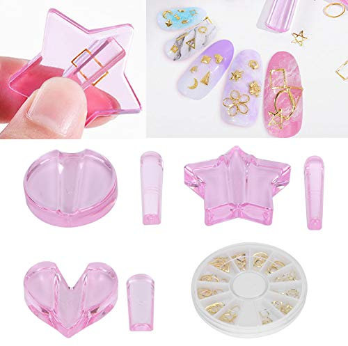 Embossed Mold Nail Tools, Nail Charm Mold Gold Stickers Decals Decoration Embellishment Bending Supplies Heart Shape Nail Art Equipments Metal Frame Bending Curve Shaping Press Tools