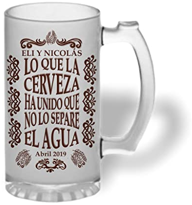 Bee Ingenious Jarra cerveza personalizada de cristal esmerilado. Jarra de cerveza original. Colección Parejas. (Unido)