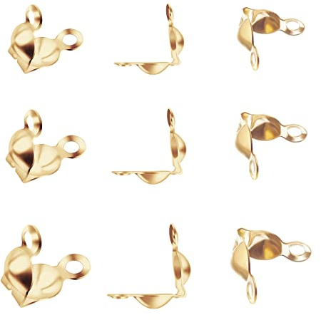 BENECREAT 150 STÜCKE 18 Karat Vergoldete Muscheln Crimp Bead Tips Knotenabdeckungen Für DIY Crafting Schmuckherstellung, 3 Größen