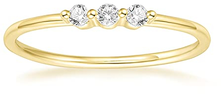 Titaniumcentral Damen Ringe Schmal Vorsteckring Gold 14K Vergoldet Zirkonia Schlicht Verlobungsringe Eheringe (58 (18.5))