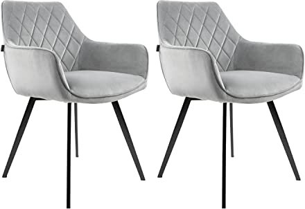 Kick Collection 2er Set Esszimmerstühl Karl Velvet - Samt - Grau - Modern und Hochwertig - Samt und Metall - Erhältlich in vielen Farben
