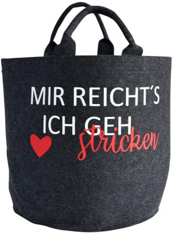 Strickkorb aus Filz | Aufbewahrung für Wolle und Garn | Strickzubehör | Utensilo zum Stricken oder Häkeln | Geschenkidee für Oma | Geschenk Muttertag Oma