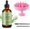 Rosmarinöl Haare, 60ml Rosemary Oil for Hair Mit Kopfhautmassage, 100% Reines Rosmarinöl Haare für Augenbrauen und Wimpernwachstum, Trockene Haut, Nährt Die Kopfhaut für Männer Frauen