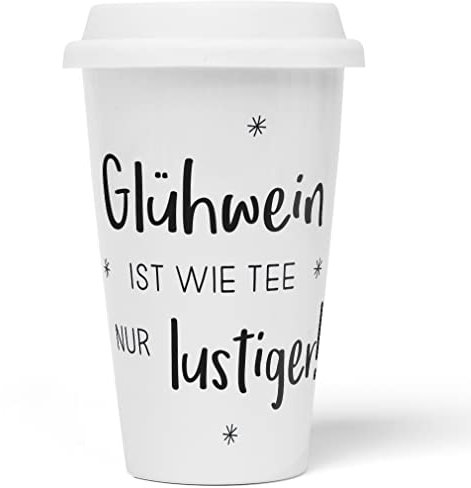 JUNIWORDS To-Go Becher mit Deckel, Glühwein ist wie Tee nur lustiger! (1009338)