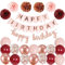 Banderole Happy Birthday Deco Borgoña Rosa Anniversaire Femme Guirlande Anniversaire Happy Birthday Decoration