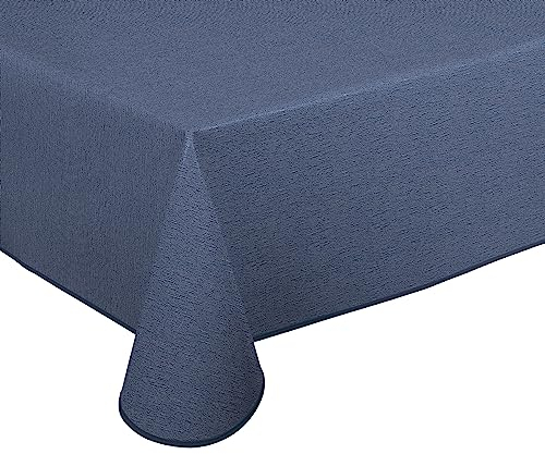 Wachstuch Tischdecke abwischbar rutschfest mit Paspelband Eckig Rund Oval, Motiv Farbe Größe wählbar (Leinenstruktur Blau, Eckig 110x140 cm)