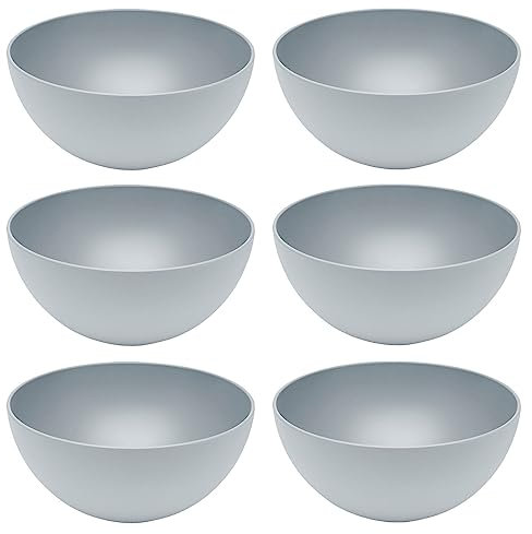 Magu 6er Set Natur-Design Schüssel Grau Ø 20 cm aus einem Polymer aus natürlichen Materialien Schüsselset Salatschüssel
