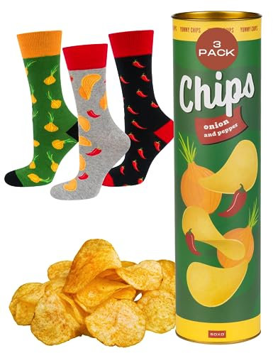 soxo Burger Pizza Socken Geschenke Für Frauen Damen Socks Herren Lustige Geschenk Für Männer 40-45 Chips 3 Paar