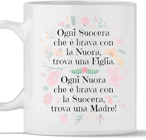 TeeDesign Taza Suegra - Nuora. Idea de regalo: cumpleaños o Navidad para ella. Taza para regalos divertidos- Taza Suegra - Nuora