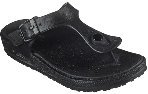 Skechers T-Strap, Sandali Donna, Nero, 38 EU