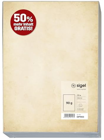 SIGEL DP983 Motiv-Papier Vintage, DIN A4, 50 Blatt + 25 Blatt gratis, beidseitig bedrucktes Briefpapier, 90 g, aus nachhaltigem Papier