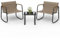 Amopatio 3-TLG Lounge Gartenmöbel Set, Balkonmöbel Kleiner Balkon mit Balkontisch & Schaukelstuhl, Gepolsterter Garten Sessel Wetterfest, Metall Terrassenmöbel für Terrasse, Outdoor, Pool, Beige