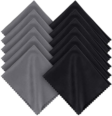 ACWOO 12 Pcs Gafas Paño de Limpieza, Paños de Limpieza de Microfibra, Gamuza Limpia Gafas, Paños de Limpieza de Lentes Reutilizables, Para Lentes, Gafas, Pantallas, Tabletas, Anteojos (15 X 18 Cm)