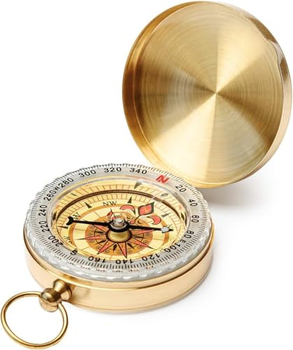 JSD Gold Metal Pocket Compass, Compact, Ideal for Hiking, Camping, Outdoor Activities